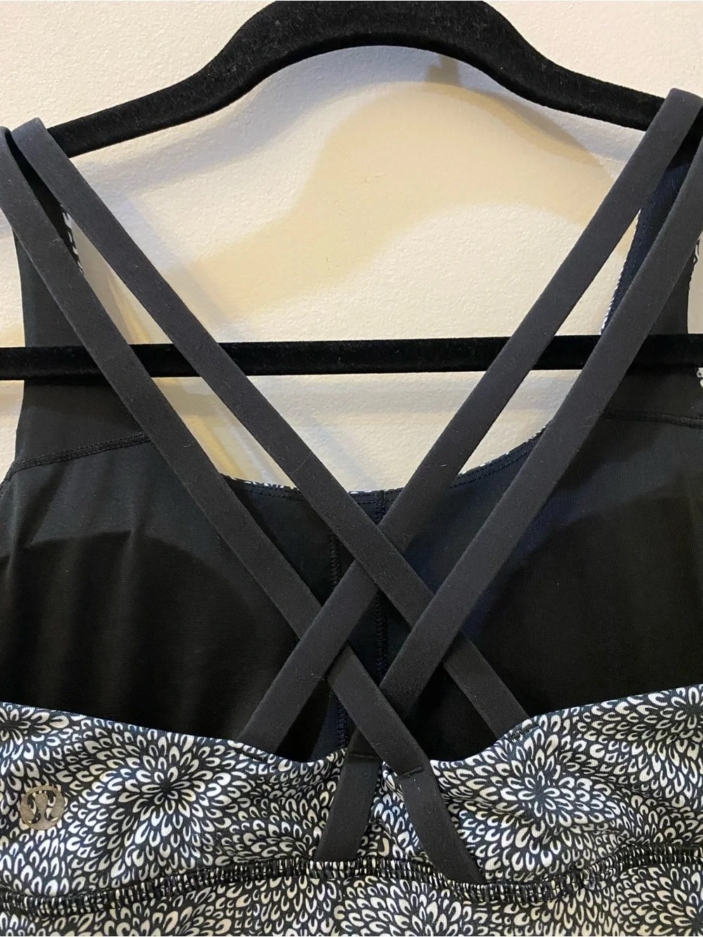 lululemon athletica Black & White Floral Strappy Sports Bra
